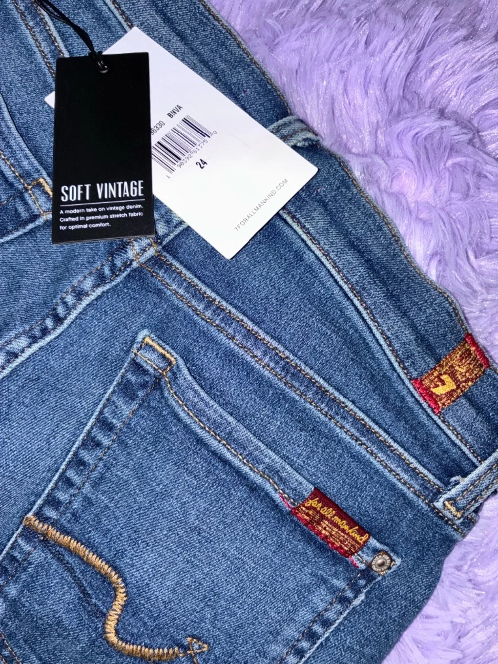 7 For All Mankind Mid Roll Denim Shorts Blue Cuffed Jean Shorts Size 27